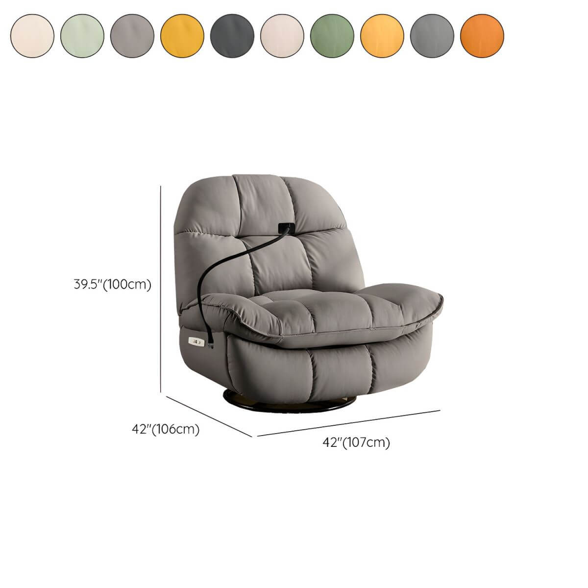 Black Ergonomic Recliner with locking back recline