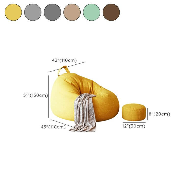 Yellow Bean Bag Chair with Comfortable Ottoman