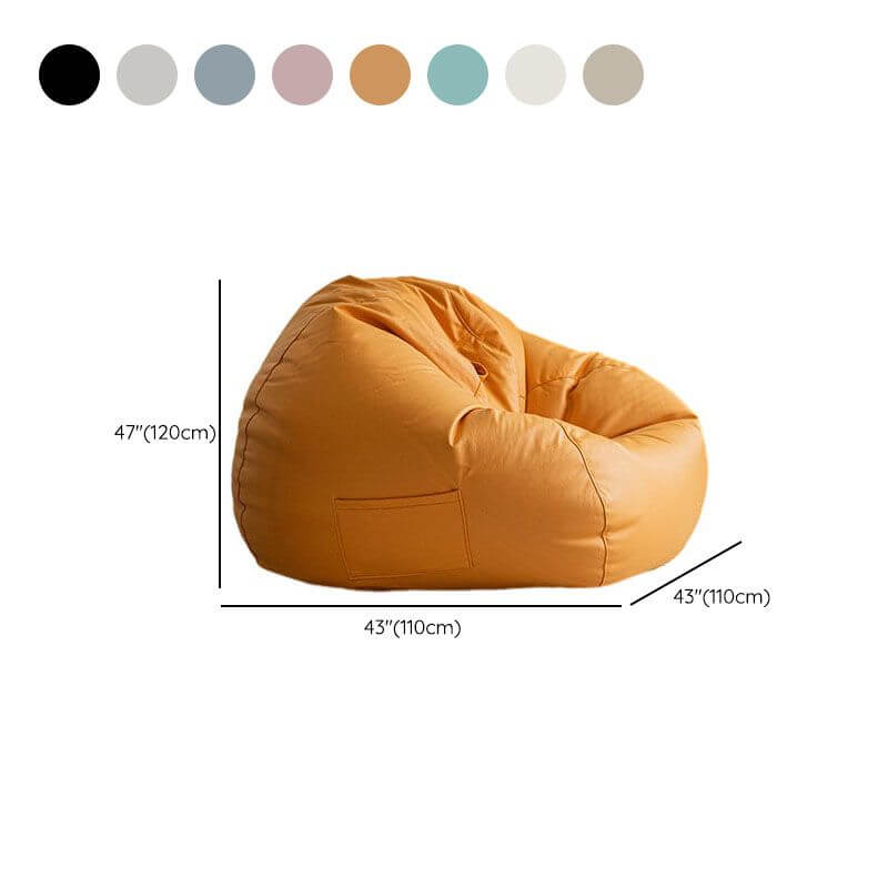 Faux Leather Lazy Bean Bag Chair in cream white