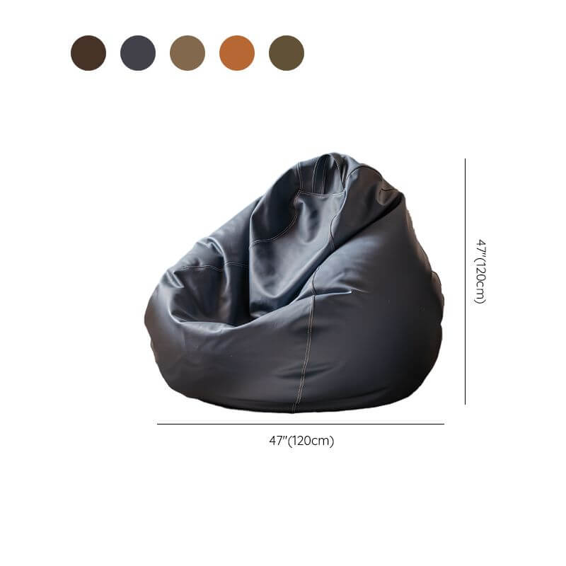 Genuine Leather Beanie Chair in Gray