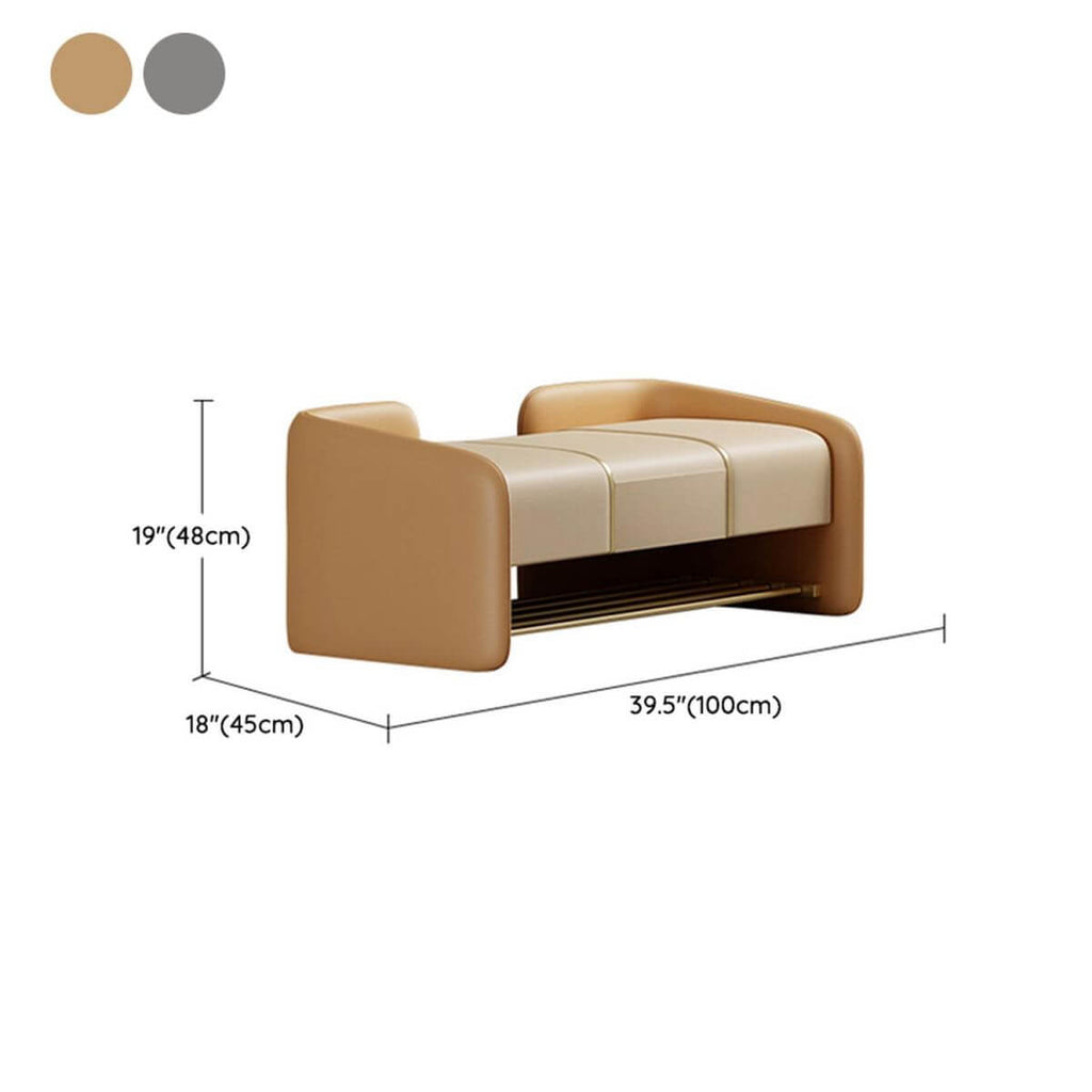Glam Leather Rectangle Ottoman front view