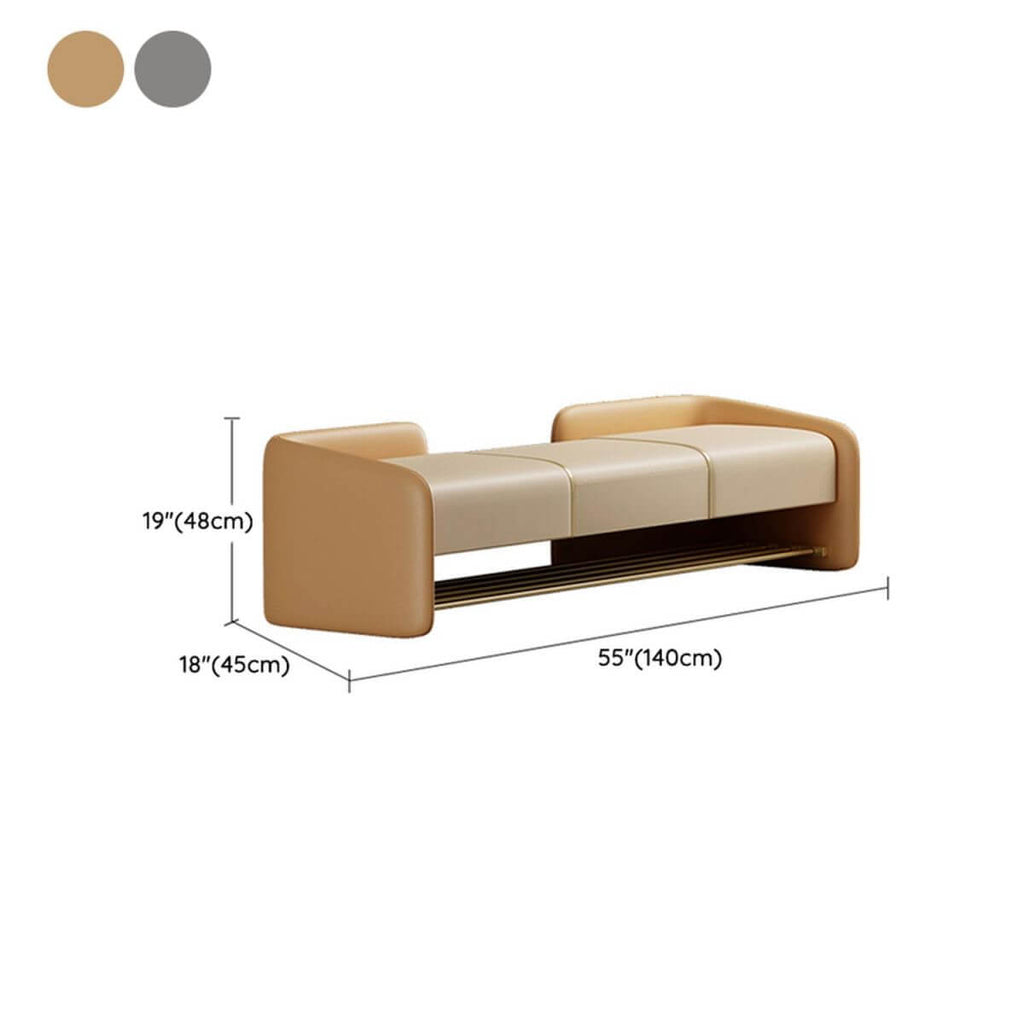 Dark Gray Glam Leather Ottoman angled view