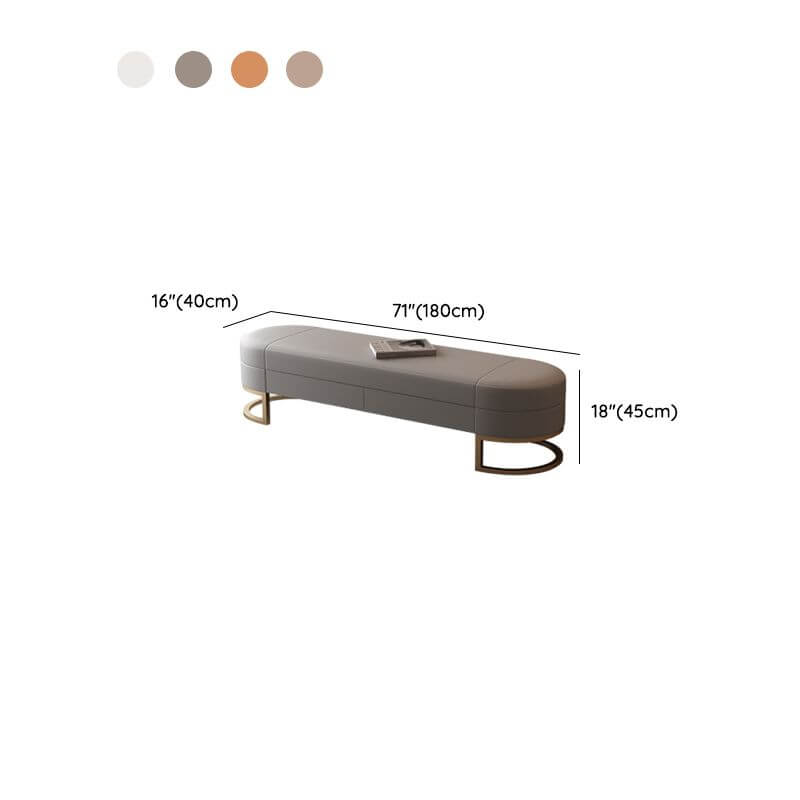 Glamorous Solid Color Upholstered Bedroom Bench in Khaki