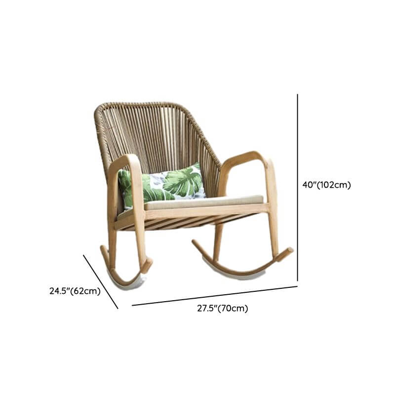 Comfortable Cane Rocking Chair with Metal Legs