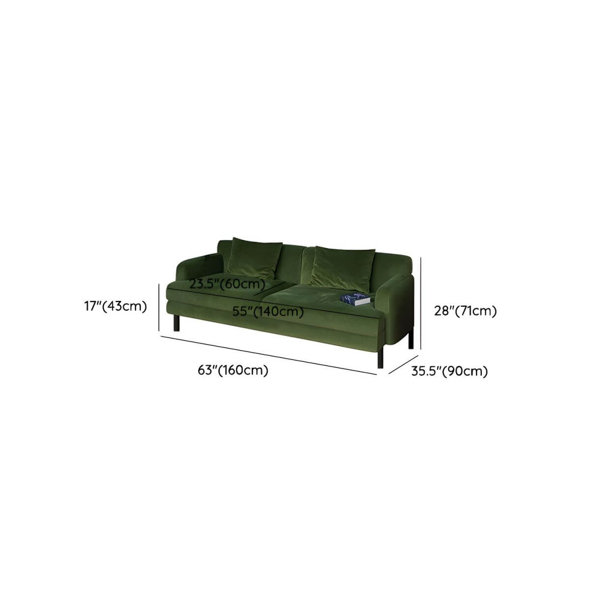 High-Density Green Modern Sofa in living room