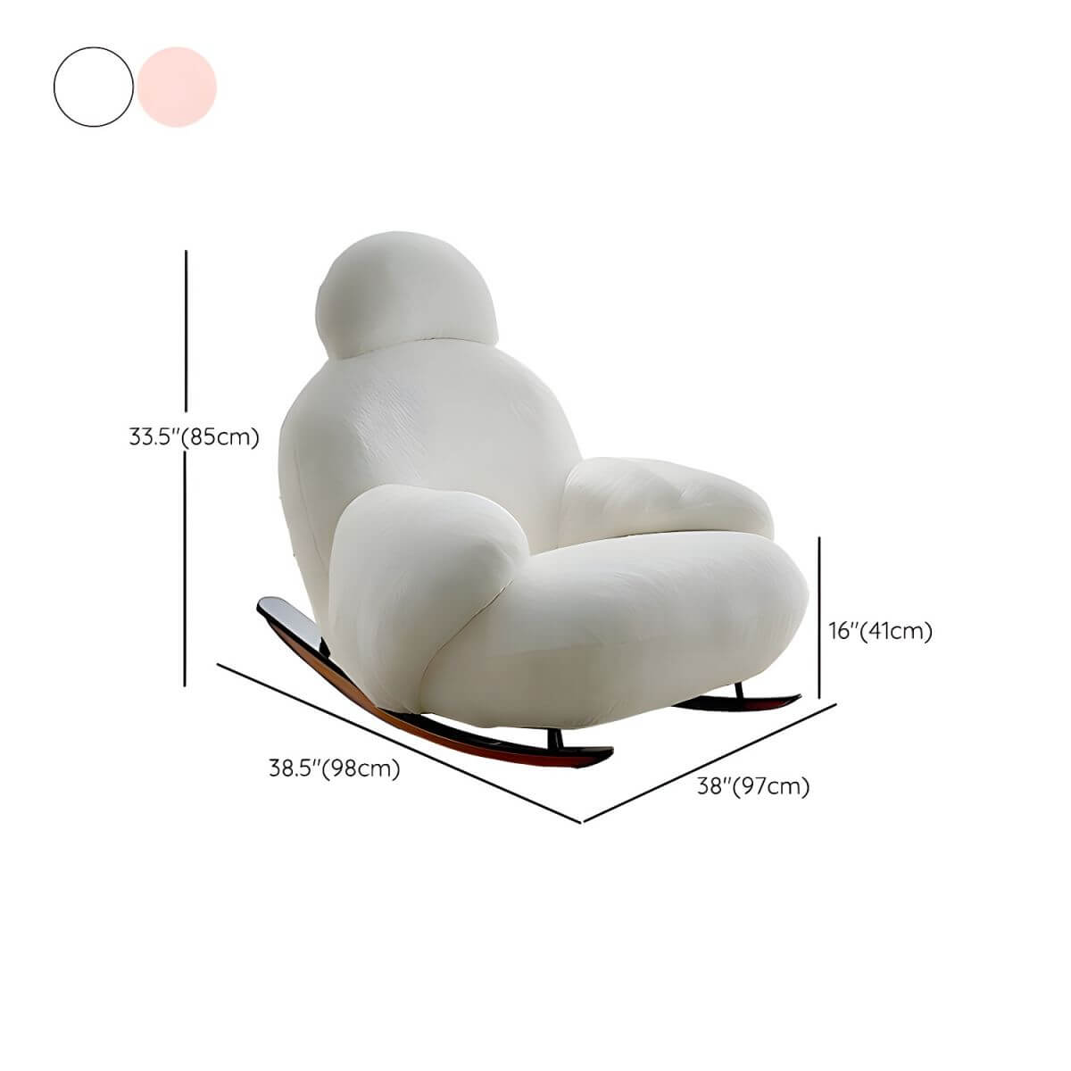 Indoor Modern Rocking Chair in White Sherpa Upholstery