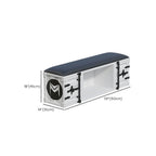 Elegant black ottoman beside sofa