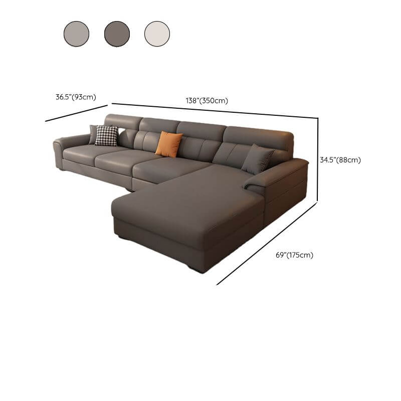 L-Shape Leather Sofa Chaise side view