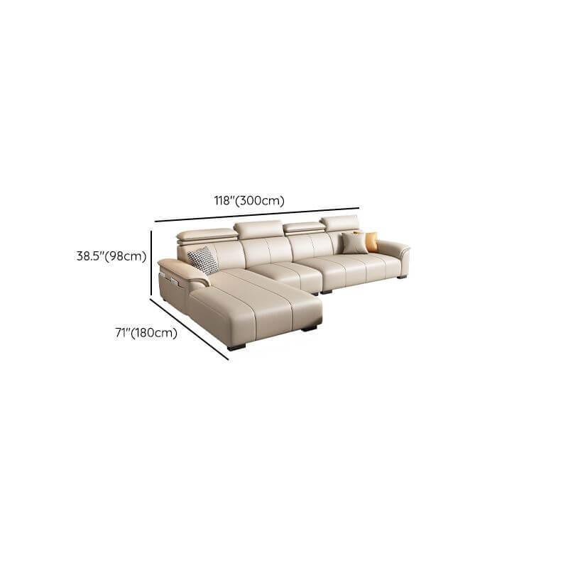 L-Shape Left Sofa Chaise with Adjustable Headrest