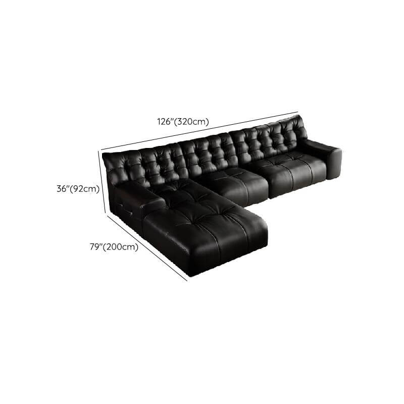 Black button-tufted L-Shape sofa