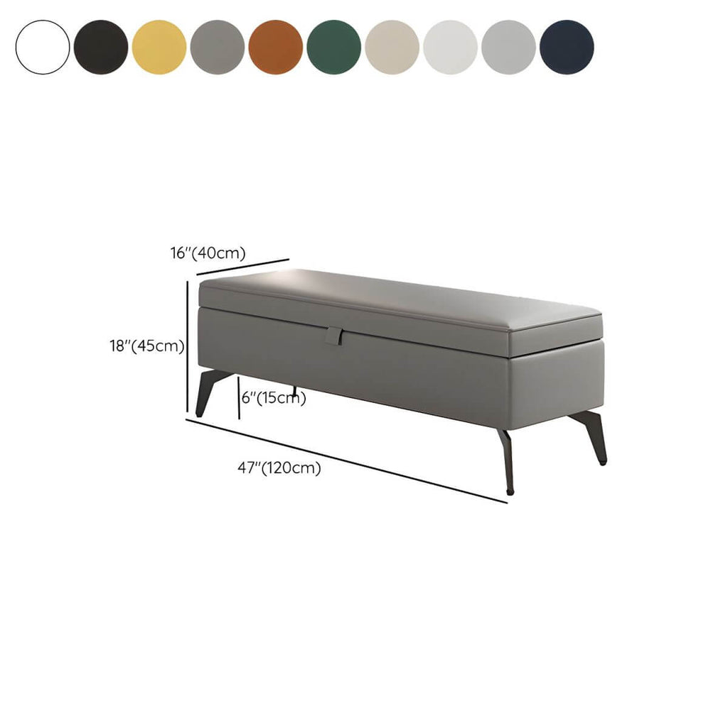 Large Modern Storage Faux Leather Rectangular Ottoman in Black with Decorative Pillows