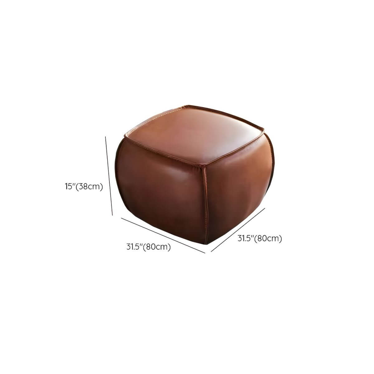 Mid-Century Modern Utility Stool in Brown Leather