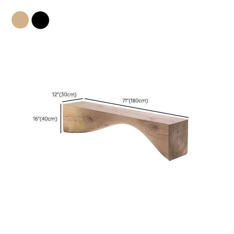 Midnight Black and Unfinished Timber Shoe Bench in Entryway