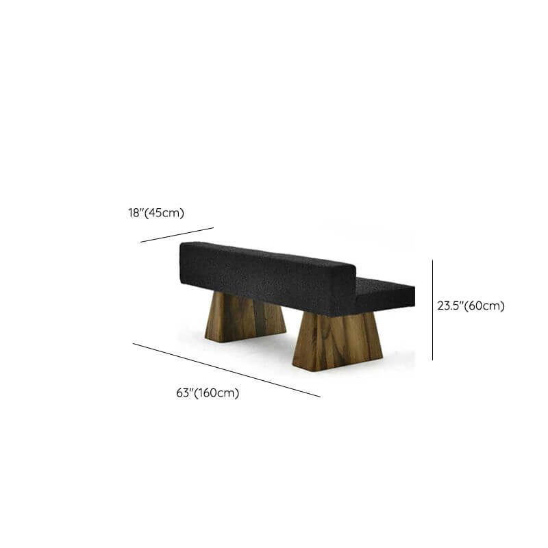 Midnight Black Dining Bench with Upholstered Seat