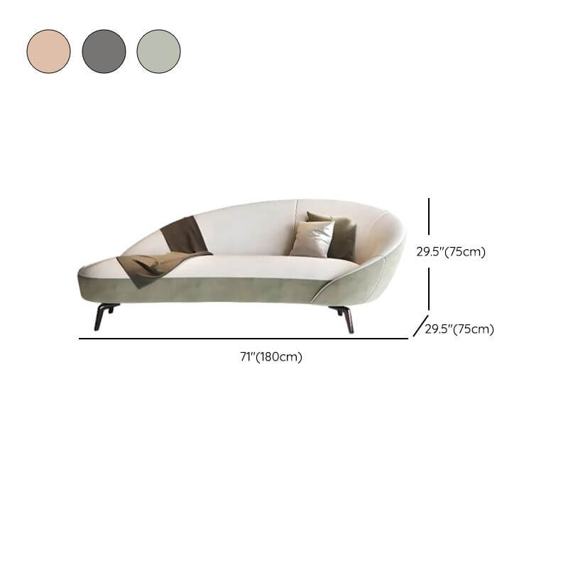 Left-arm chaise lounge in solid color with black legs