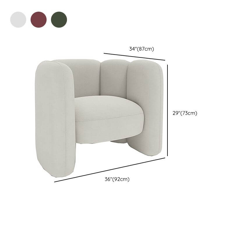 White upholstered barrel chair