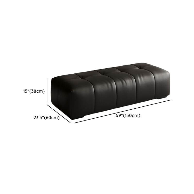 Stylish black ottoman with wood frame