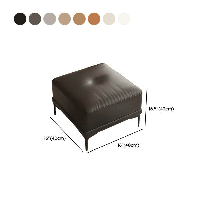 Sleek ottoman with brown metal legs