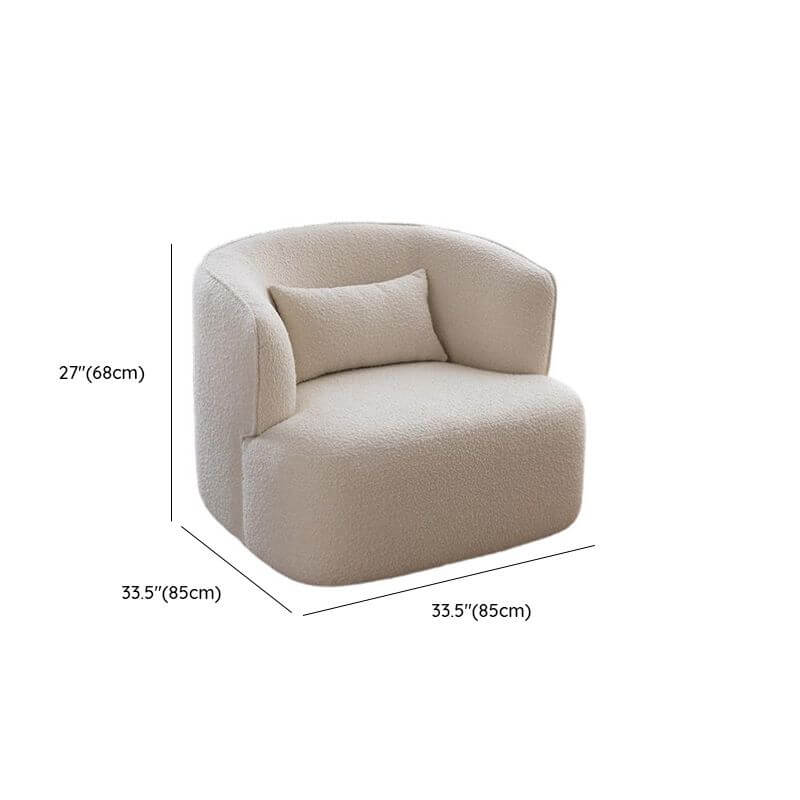 Minimalist solid color arm chair in white upholstery