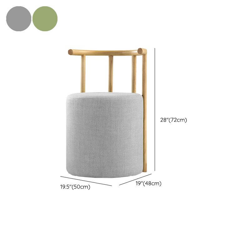 Minimalist upholstered drum stool in light gray