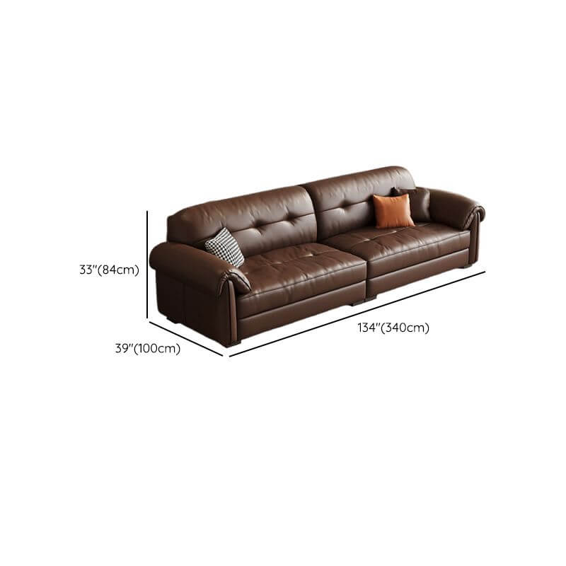 Inviting leather sofa with durable construction