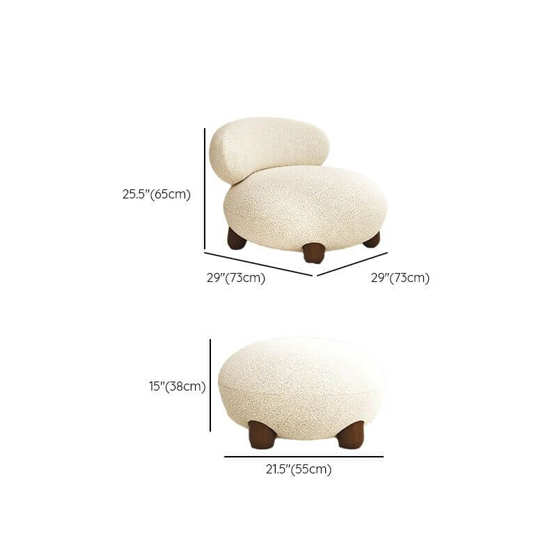 Beige Accent Chair with comfortable ottoman