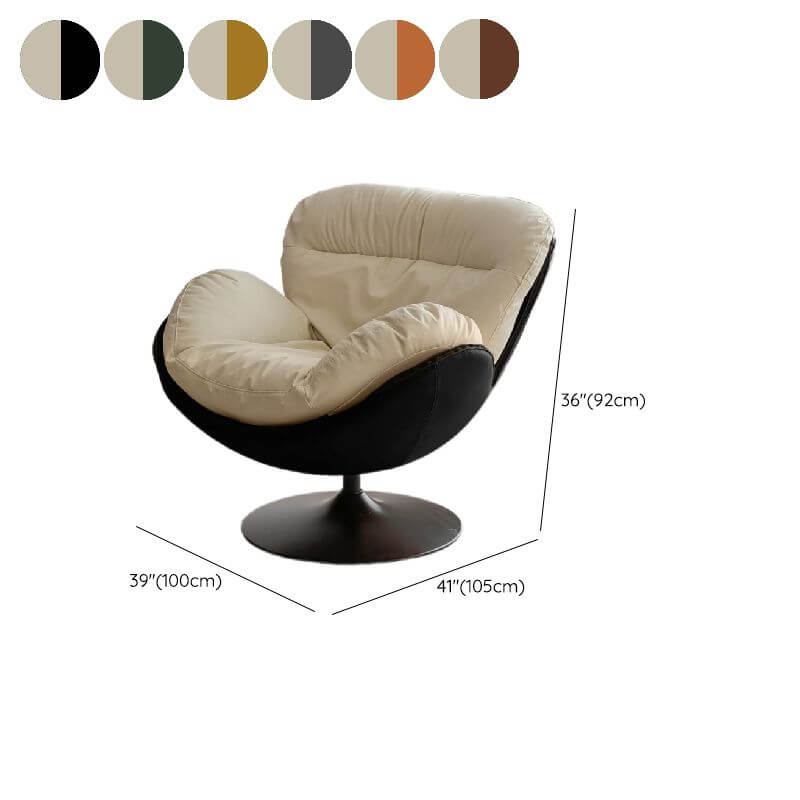 Modern beige ergonomic accent chair with ottoman