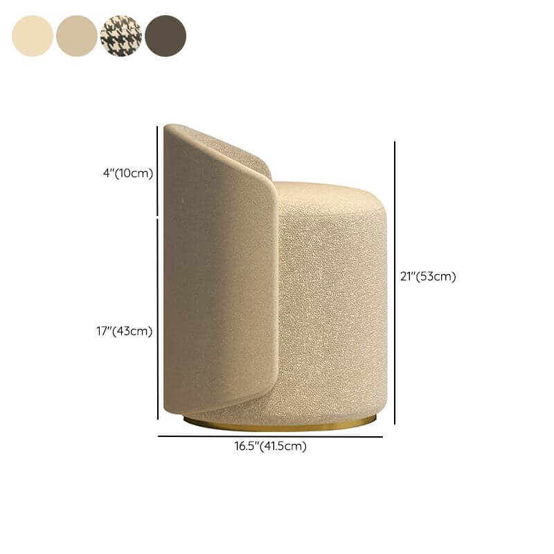 Beige Modern Vanity Stool with Upholstered Seat