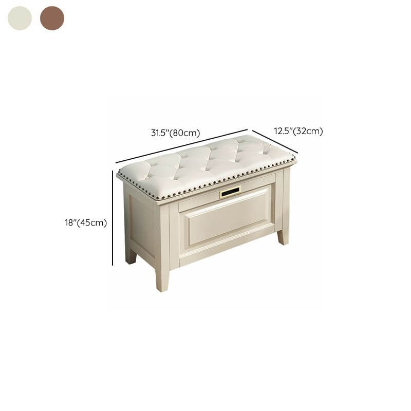 Contemporary faux leather ottoman front view