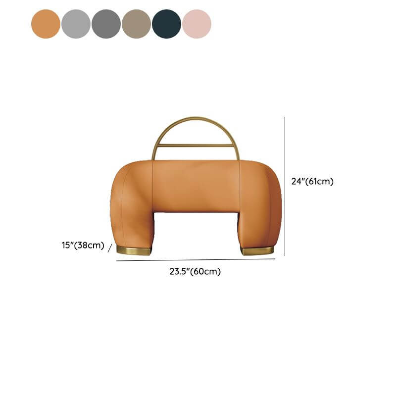 Durable wooden frame of leather ottoman