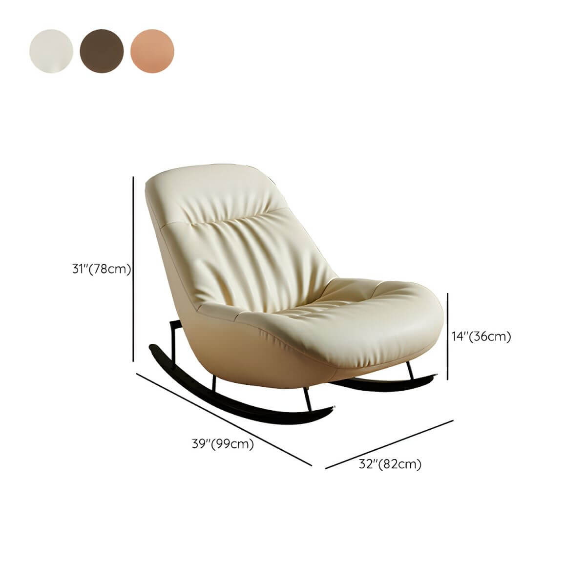 Modern indoor rocking chair in coffee color