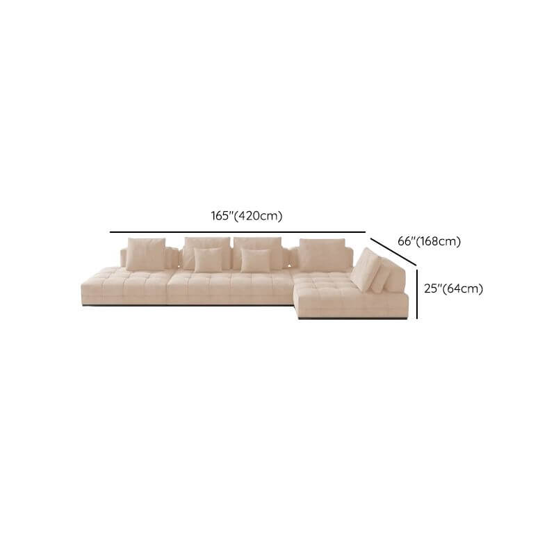 Modern L-Shape Frosted Cloth Sofa Chaise front view