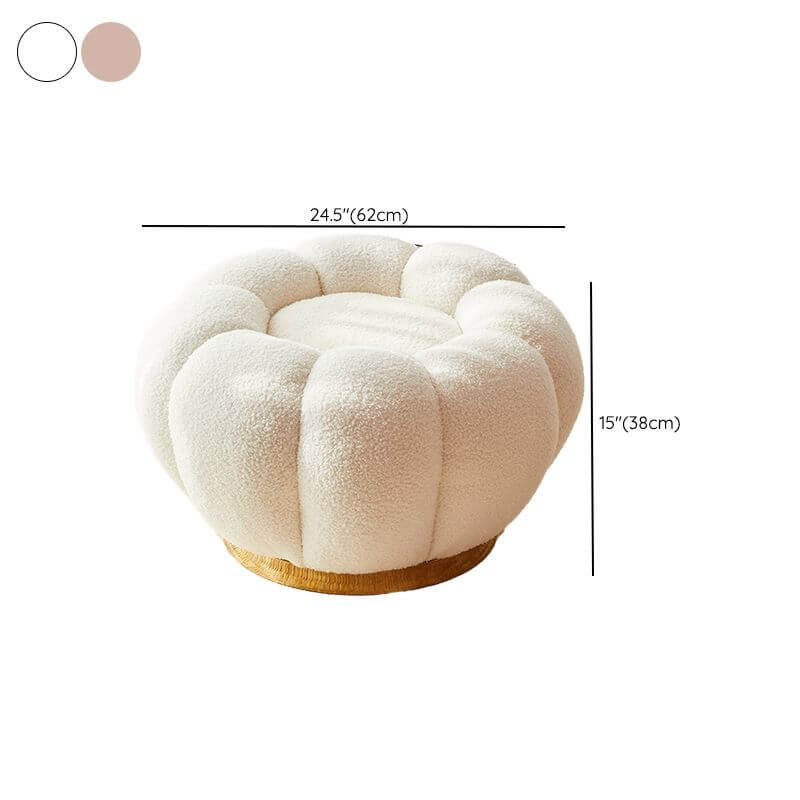 Close-up of pink upholstery on the ottoman