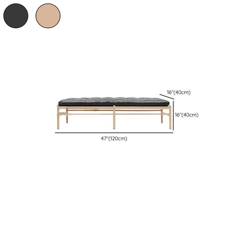 Modern indoor sitting bench in black faux leather