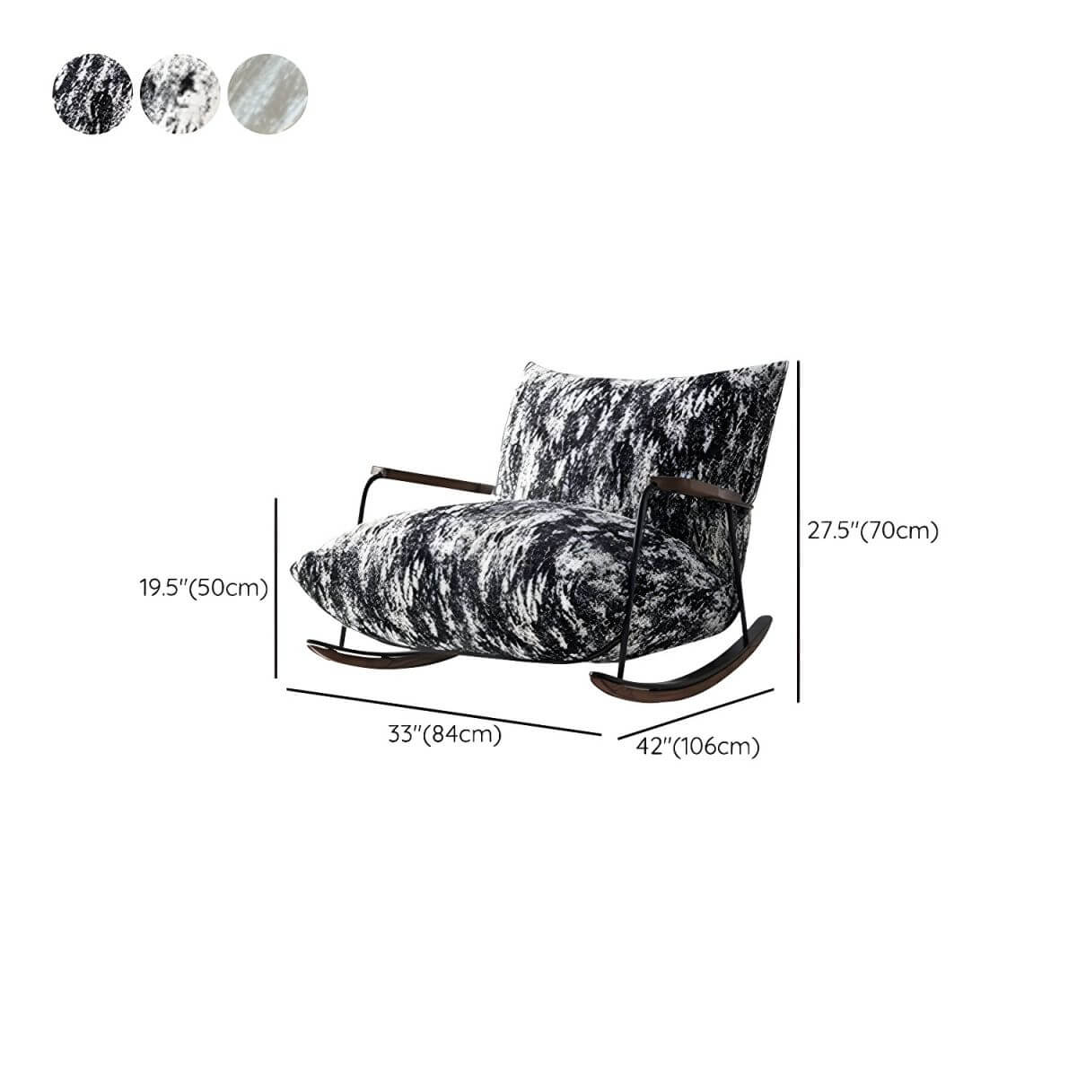 Gray-white rocking chair with pillow back