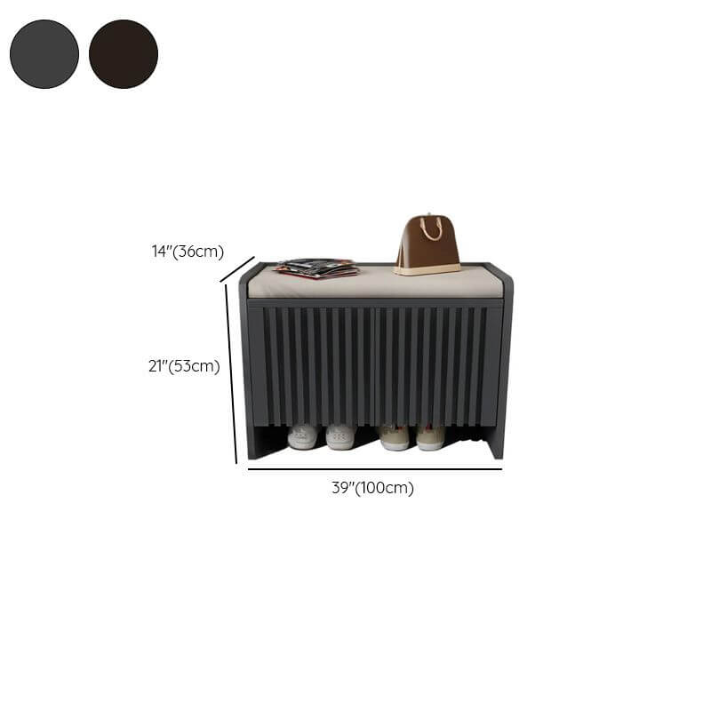 Coffee color accent bench in entryway