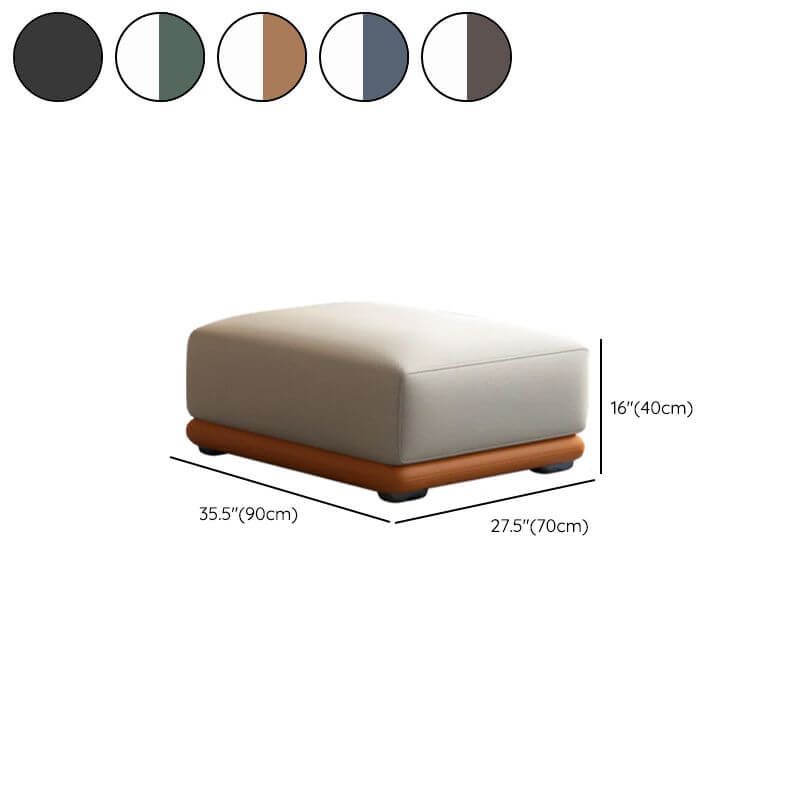 beige genuine leather footstool with sponge seat fill