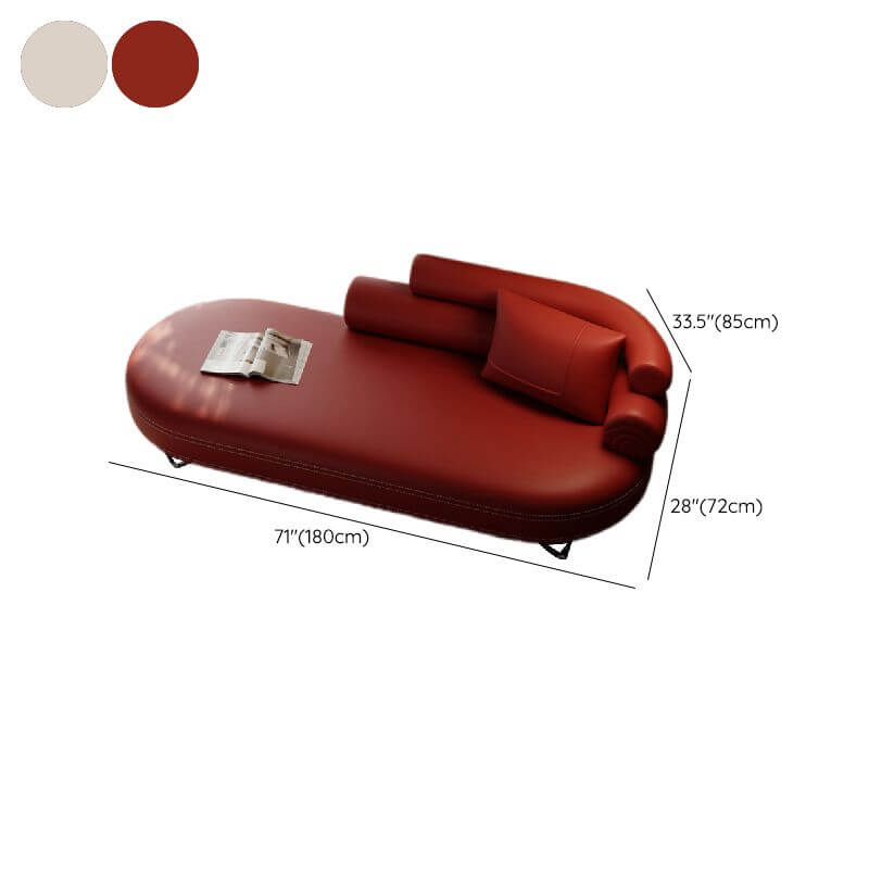 Modern right-arm chaise lounge in claret color