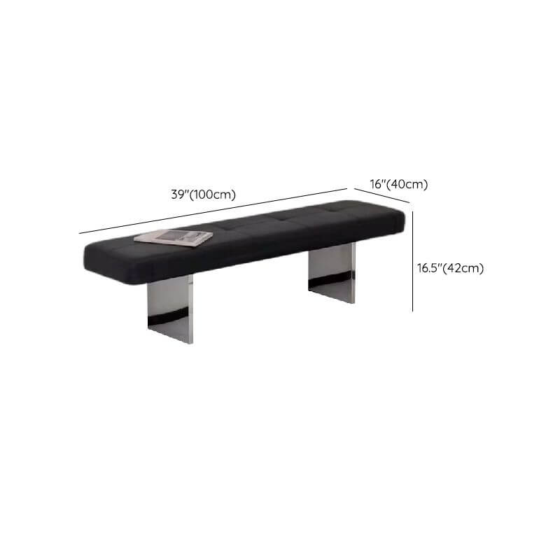 Rectangular sitting bench in black faux leather