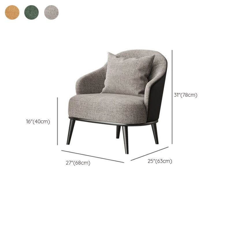 Accent chair with bent back and armrests