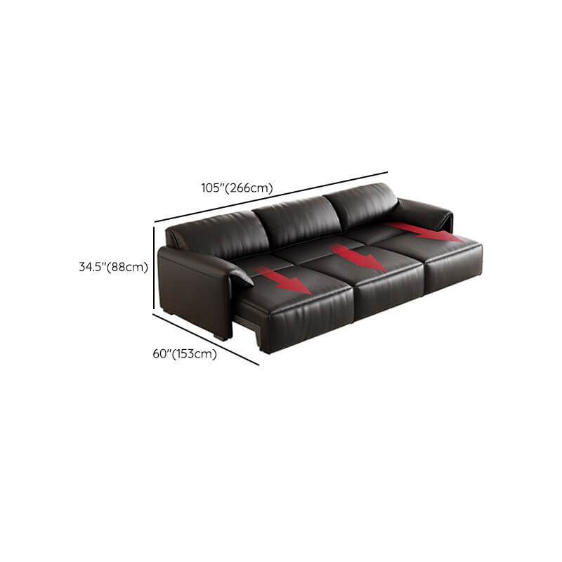 Three-person black sleeper sofa