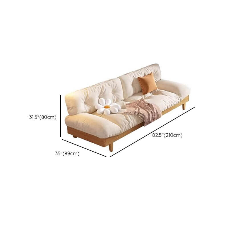 Ivory fabric sofa with armrests