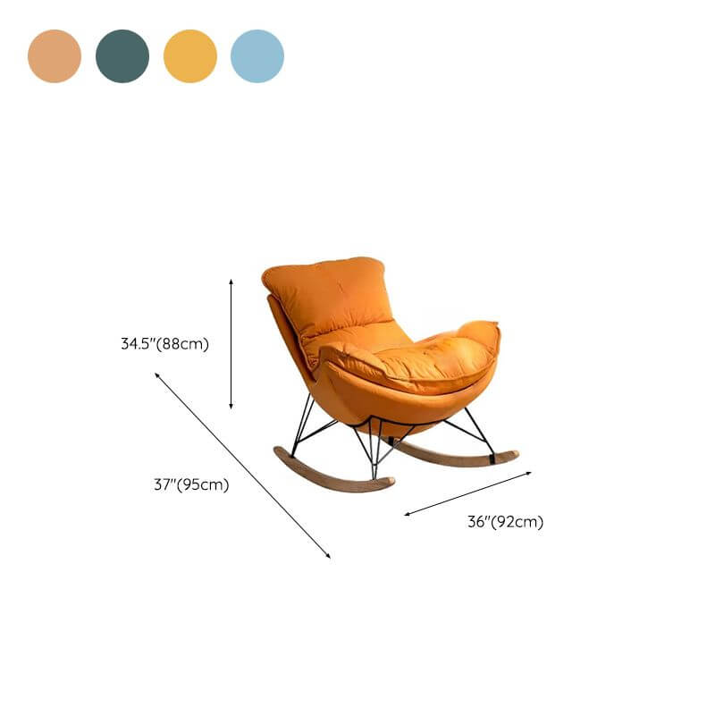 Nordic upholstered rocking chair in orange