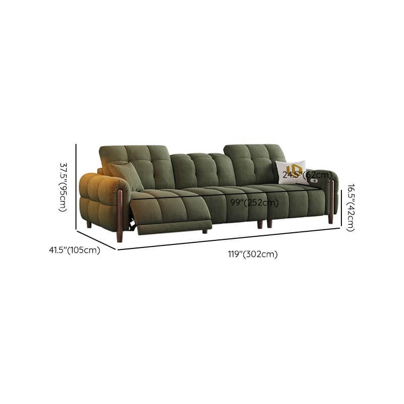 Comfortable reclining olive sofa