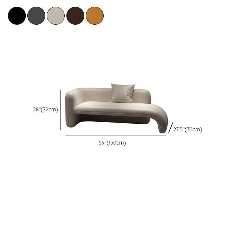 Chaise Longue Style Art Déco pour Salon en Couleur Unie, Résistance à l'Humidité, Chaise Longue à Accoudoir Gauche, et Accoudoir Carré