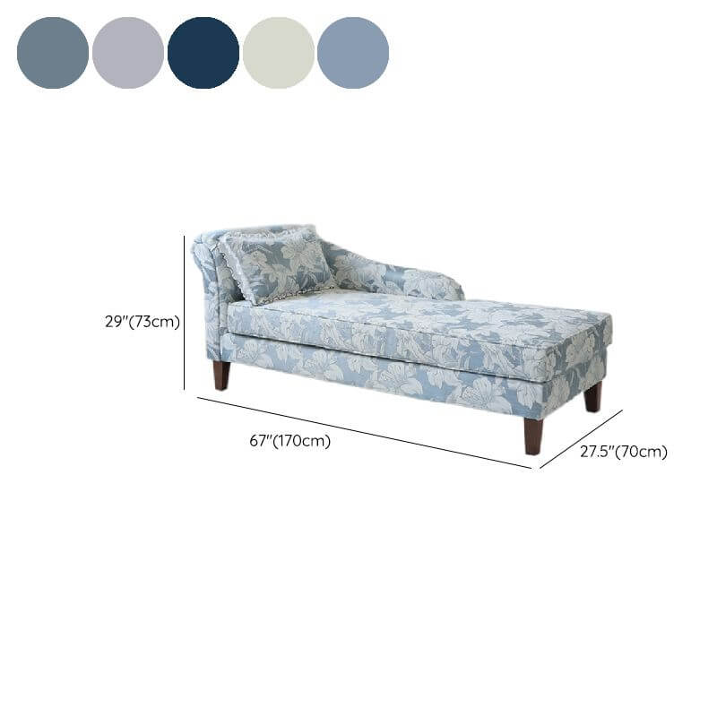 Stylish chaise lounge with brown wooden legs