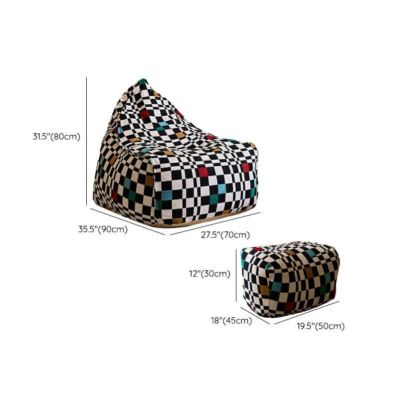 Colorful Fabric Bean Bag Chair with Plaid Pattern