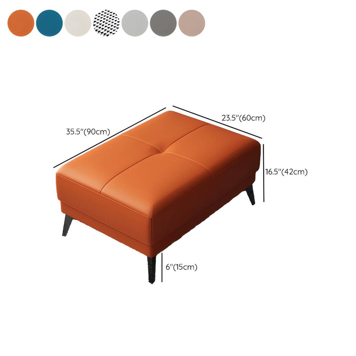 Beige Rectangle Wood Solid Color Footstool