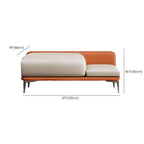 Rectangular sitting bench indoors with leather upholstery