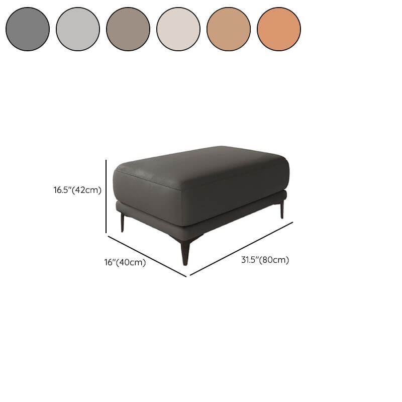 Modern leather ottoman with black metal legs